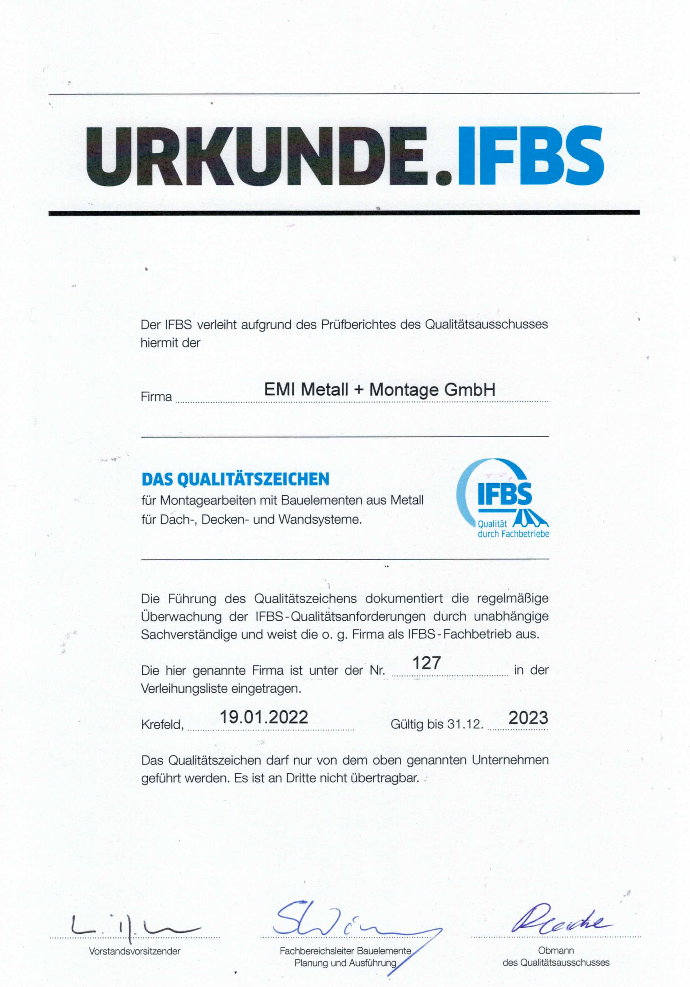 IFBS Urkunde 2020